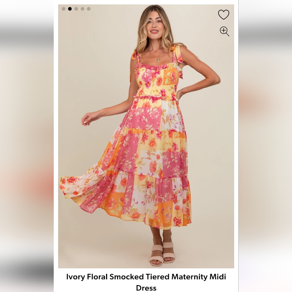 NWT PinkBlush Maternity Floral Smocked Midi Dress